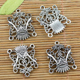 10pcs Tibetan silver tone floral hear crown connectors EF1309