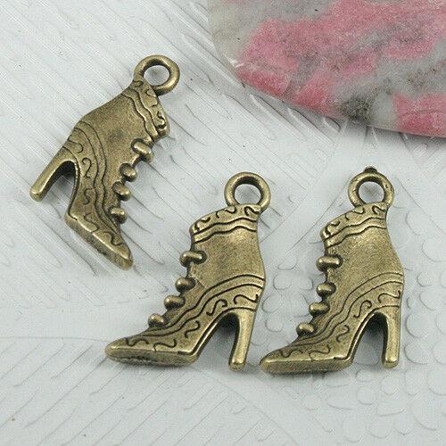 8pcs antiqued bronze color 2sided high-heel charms EF0626