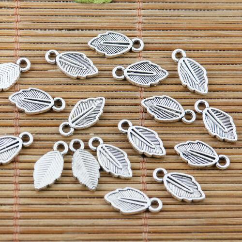 50pcs tibeta silver color little leaf charms EF2386