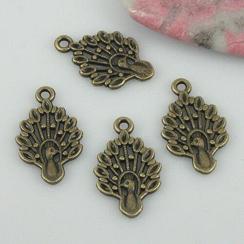 20pcs antiqued bronze color peacock design charms EF0563