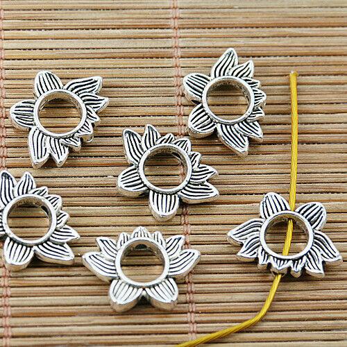 11pcs tibetan silver 2sided lotus flower design spacer charms EF1458