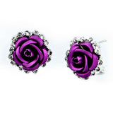 Fashion Jewelry Stud Earring Rose Floral White Sapphire Earring 2.0*2.0cm