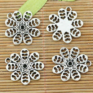 10pcs Tibetan silver flower cabochon settings EF1365