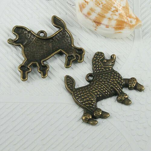 6pcs antiqued bronze decorated dog design charms EF0576