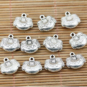 12pcs tibetan silver tone Chinese longevity lock design charms EF1584