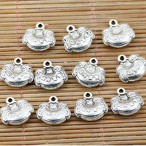 12pcs tibetan silver tone Chinese longevity lock design charms EF1584