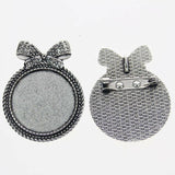 2pcs/lot Tibetan silver color ROUND shaped 30mm cabochon settings brooch design