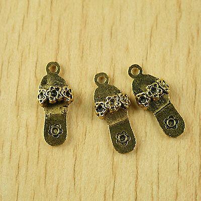 20pcs dark gold-tone slipper charms findings h1988