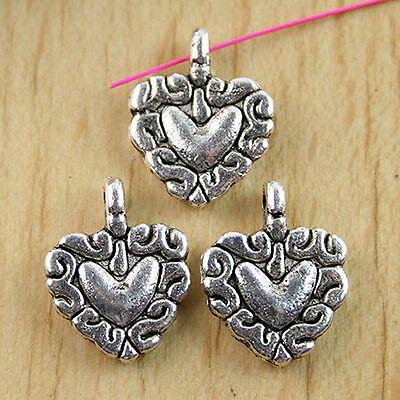 15pcs Tibetan Silver Heart Beads Charms H0526