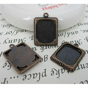 10pcs antiqued copper-tone picture frame pendant G460