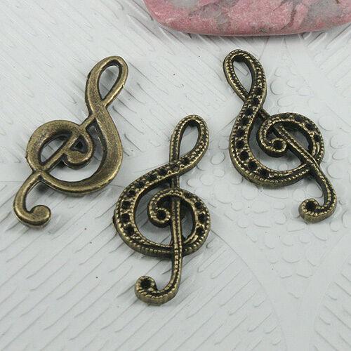 12pcs antiqued bronze color music note charms EF0653