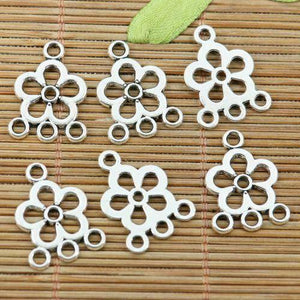 20pcs tibetan silver tone 2sided hollow flower link connector EF2202