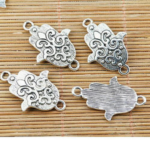 8pcs tibetan silver tone curved flower pattern connector EF1427