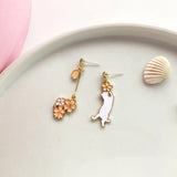 S925 silver Jewelry Stud Earring Floral Cute Cat Diamond asymmetric Earring