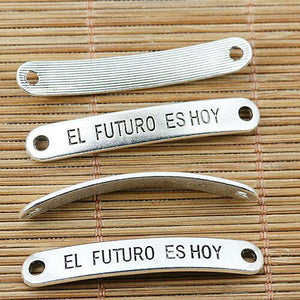 6pcs Tibetan silver el futuro es hoy bended connectors EF1322