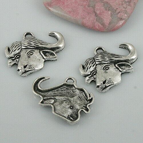 8pcs tibetan silver color Cattle head design charms EF0402