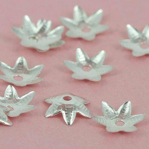 100pcs silver tone flower torus 7mm wide  bead caps ED0003