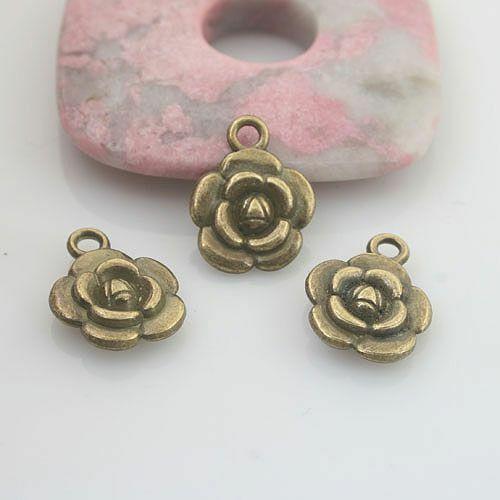 18pcs antiqued bronze color cute flower pendant charm G1771