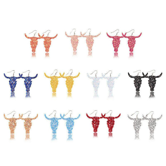 Fashion Jewelry Hook Earring Cute Cow Head sequins Leather earrings