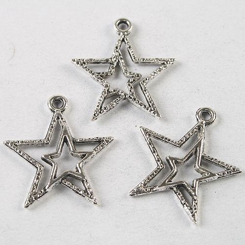 6pcs dark silver tone Double star pendant charm h3748