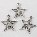 6pcs dark silver tone Double star pendant charm h3748