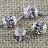 Fashion Multi-color Crystal big hole European loose bead in silver color to Pick