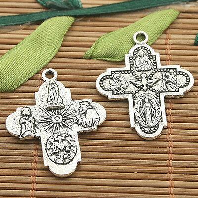 8pcs dark silver tone cross charms h3223