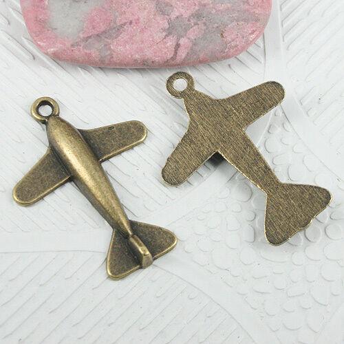 26pcs antiqued bronze tone airplane design pendant in 33x24mm EF0883