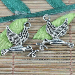 12pcs tibetan silver color bird design charms EF0308