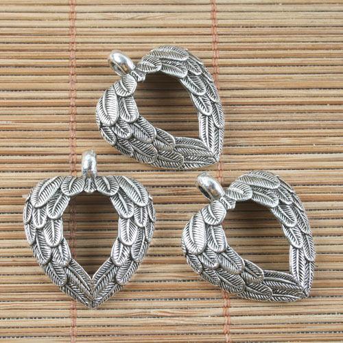 5pcs antiqued silver pattern heart frame pendant h5046