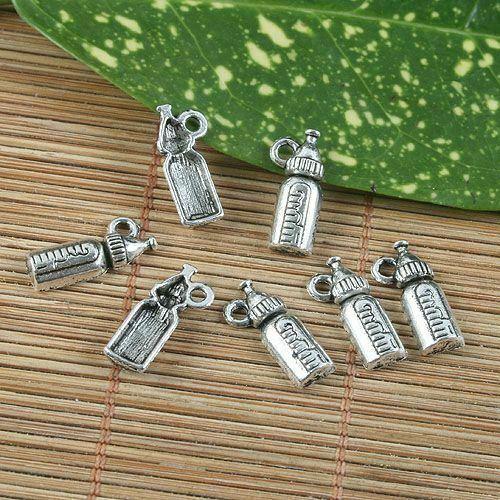 20pcs antiqued silver tone little feeding-bottle pendant G1222