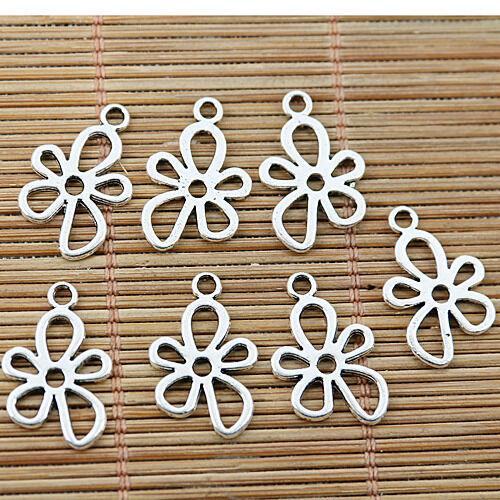 72pcs Tibetan silver nice flower charms EF1832
