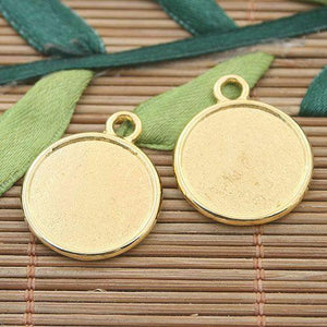 30pcs gold  tone  both-sided round shaped cabochon setting design  h3014