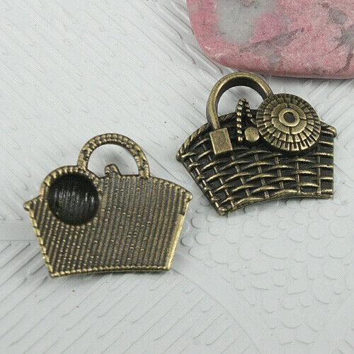 6pcs antiqued bronze color knitting handbag design charms EF0642