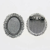 Lote de 2 cabujón ovalado de color plata tibetana de 25 x 35/25 x 18 mm, 30 x 40 mm y 13 x 18 mm, con diseño de broche.