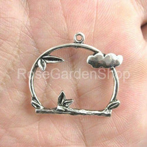 10pcs silver tree branch in ring charms pendants G201