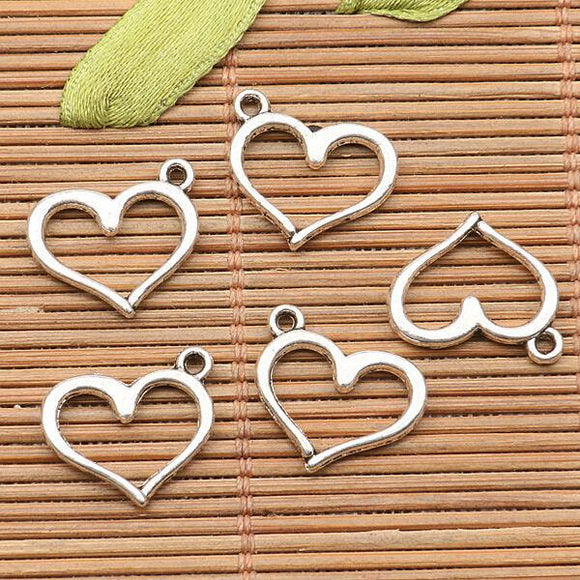 30Pcs  tibetan silver tone heart shaped frame  design charms H0755