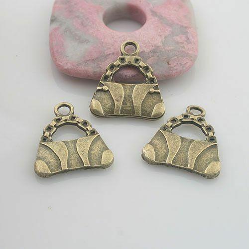 8pcs antiqued bornze color round 2sided hand bag pendant charm G1879
