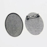 Lote de 2 cabujón ovalado de color plata tibetana de 25 x 35/25 x 18 mm, 30 x 40 mm y 13 x 18 mm, con diseño de broche.