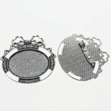 Lote de 2 cabujón ovalado de color plata tibetana de 25 x 35/25 x 18 mm, 30 x 40 mm y 13 x 18 mm, con diseño de broche.