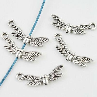 Tibetan Silver2sided wing spacer bead charms 40pcs EF0017