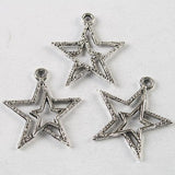 6pcs dark silver tone Double star pendant charm h3748