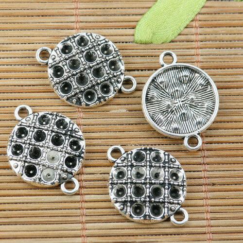 10pcs tibetan silver tone round cameos connector EF2180