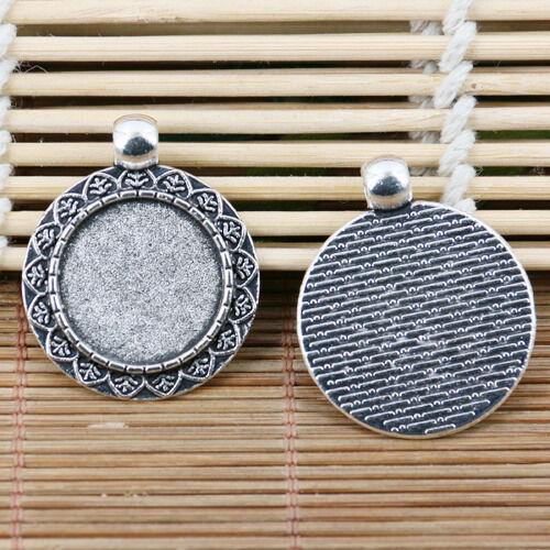 5pcs tibetan silver round rim cabochon settings 18mm  EF2115