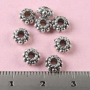 90pcs Tibetan Silver Beaded Round Spacers H0515