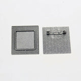 2pcs/lot Tibetan silver color Square shaped 25mm cabochon settings brooch design