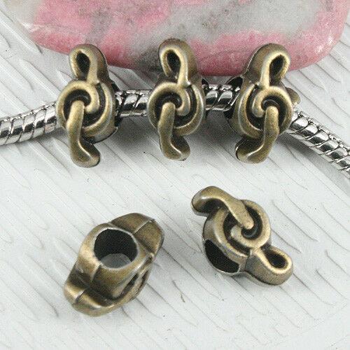 16pcs antiqued bronze color 2sided Music note loose beads EF0856