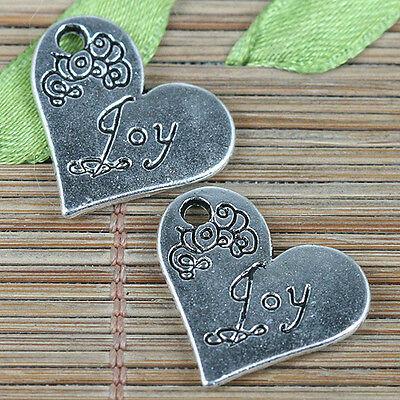 6pcs tibetan silver color heart shaped Joy charms EF0345