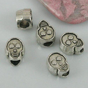 12pcs tibetan silver tone skull head design loose beads EF0521