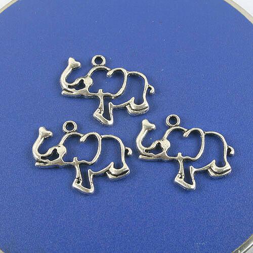 6pcs Tibetan silver hollow elephant design charms h0771